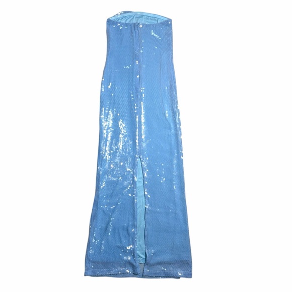 Rare London Powder Blue Sequin Strapless Maxi Dress Womens US 4 - Picture 9 of 10
